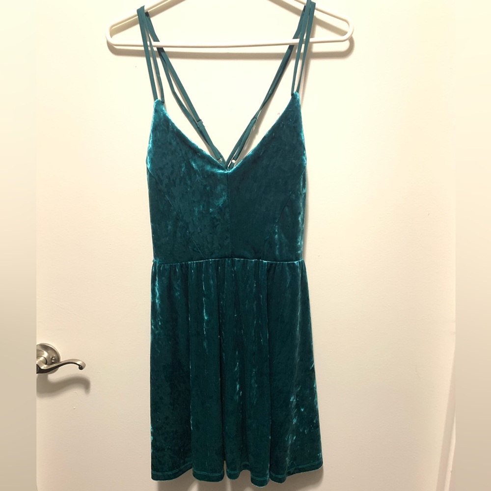 Emerald Green Velvet Skater Dress